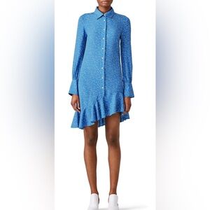 DEREK LAM 10 Crosby Print Seersucker Silk Shirtdress